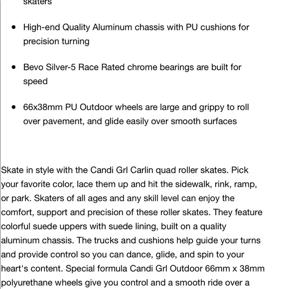 Candi Girl Carlin Roller Skates size 7 - Picture 9 of 16